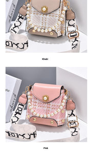 Fashion Women'S Crossbody Bag Girl'S Cute Princess Wallet Classic Shoulder Bag Summer Pearl Chain Phone Bag