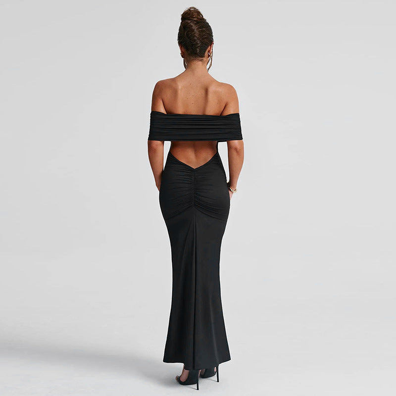 Socialite Style Elegant Sexy Backless Off-shoulder Dress Women