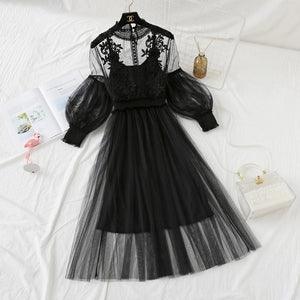 Lantern Sleeve High Waist Two-Piece Fairy Dress