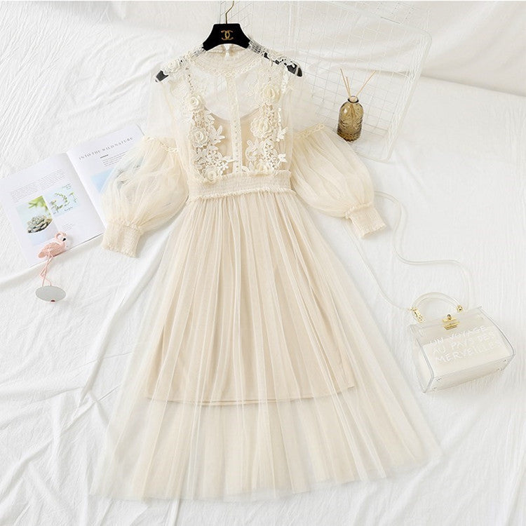 Lantern Sleeve High Waist Two-Piece Fairy Dress