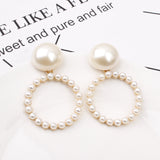 Pearl circle earrings