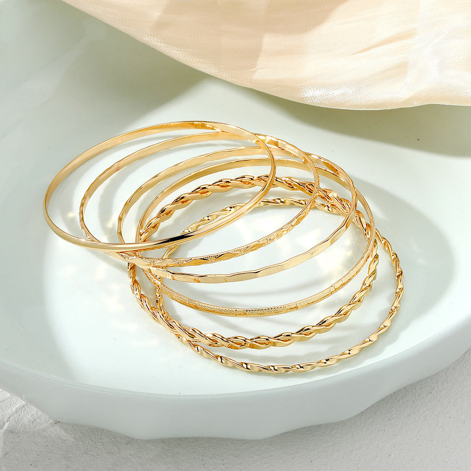 Bohemian Metal Chain Bracelet Set For Women Geometric Gold Color Thick Link Chain  Bangle Female Fashion Jewelry