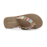 Women's PP Grass Imitation Woven Flip Flops Fashion Outerwear Wedge Beach Flip-flops Sandals