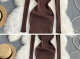 Autumn And Winter New Long Sleeve Round Neck Sexy Slim Fit Dress Waist