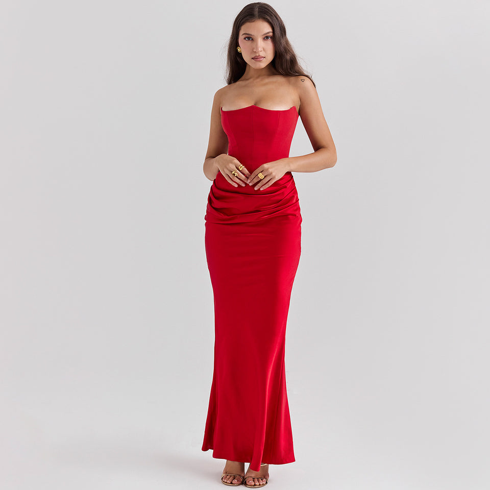 Slim Tube Top Long Dress Sexy Fashion Bandeau Backless Party Evening Dresses For Women Clothing