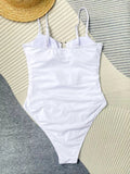 Women's Pure Color Bikini One-piece Swimsuit