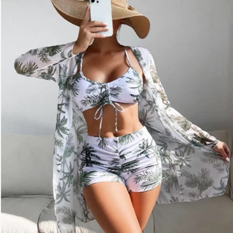 Women's Fashion Printed Boxer Underwear Long Sleeve Blouse Suit