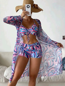 Women's Fashion Printed Boxer Underwear Long Sleeve Blouse Suit