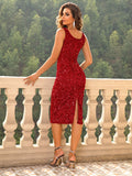 Elegant Slimming Sequined Suspender Evening Dress For Women