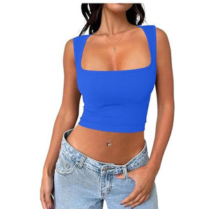 Seamless Square Collar Sleeveless Midriff-baring Fashion Camisole Yoga Stretch Top