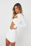 Summer Sexy Bare Midriff Long Sleeve Short Dress Two-piece Set