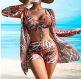 Women's Fashion Printed Boxer Underwear Long Sleeve Blouse Suit