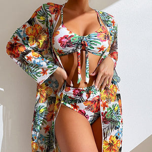 Women's Long Blouse Split Bikini Plus Size Suit