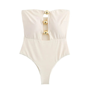 One-strap Chest Metal Decoration Swimsuit Slim Fit