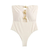 One-strap Chest Metal Decoration Swimsuit Slim Fit