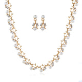 Jewelry set imitation pearl gold-plated silver necklace