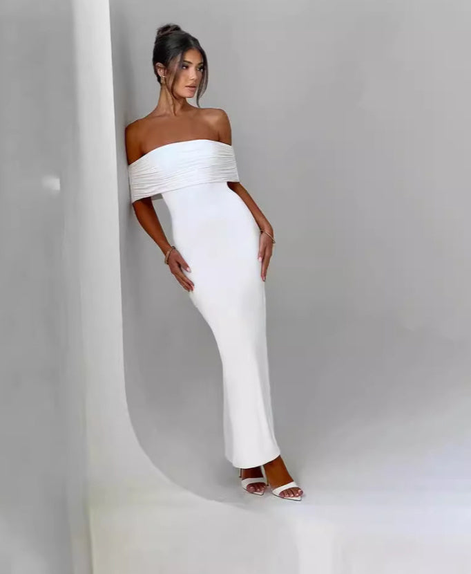 Socialite Style Elegant Sexy Backless Off-shoulder Dress Women