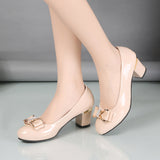 Chunky Heel Plus Size Professional Leather Shoes