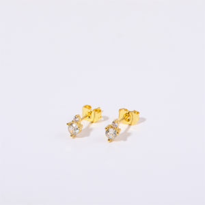 Titanium Steel Electroplated Genuine Gold December Birthstone Zircon Earrings