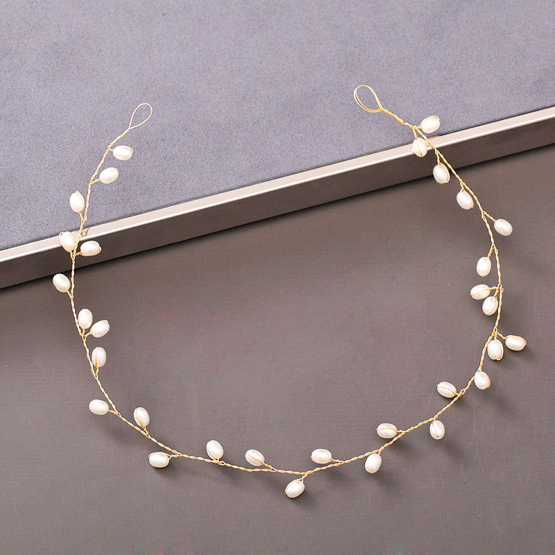 Women's Handmade Pearl Crystal Soft Chain Headband