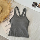 Women's Cross Back Vest With Chest Pad Bra