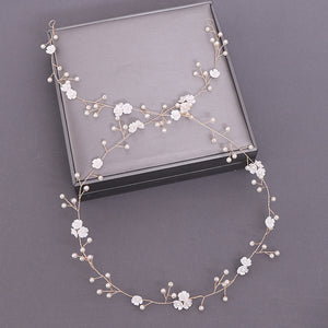 Women's Handmade Pearl Crystal Soft Chain Headband