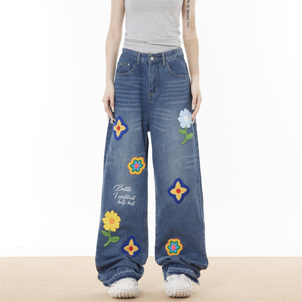 Washed Loose Wide-leg Jeans For Men And Women