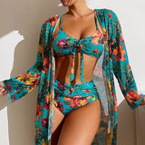 Women's Long Blouse Split Bikini Plus Size Suit