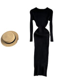 Autumn And Winter New Long Sleeve Round Neck Sexy Slim Fit Dress Waist