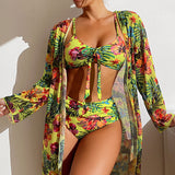 Women's Long Blouse Split Bikini Plus Size Suit