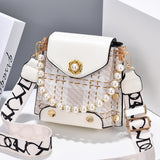 Fashion Women'S Crossbody Bag Girl'S Cute Princess Wallet Classic Shoulder Bag Summer Pearl Chain Phone Bag